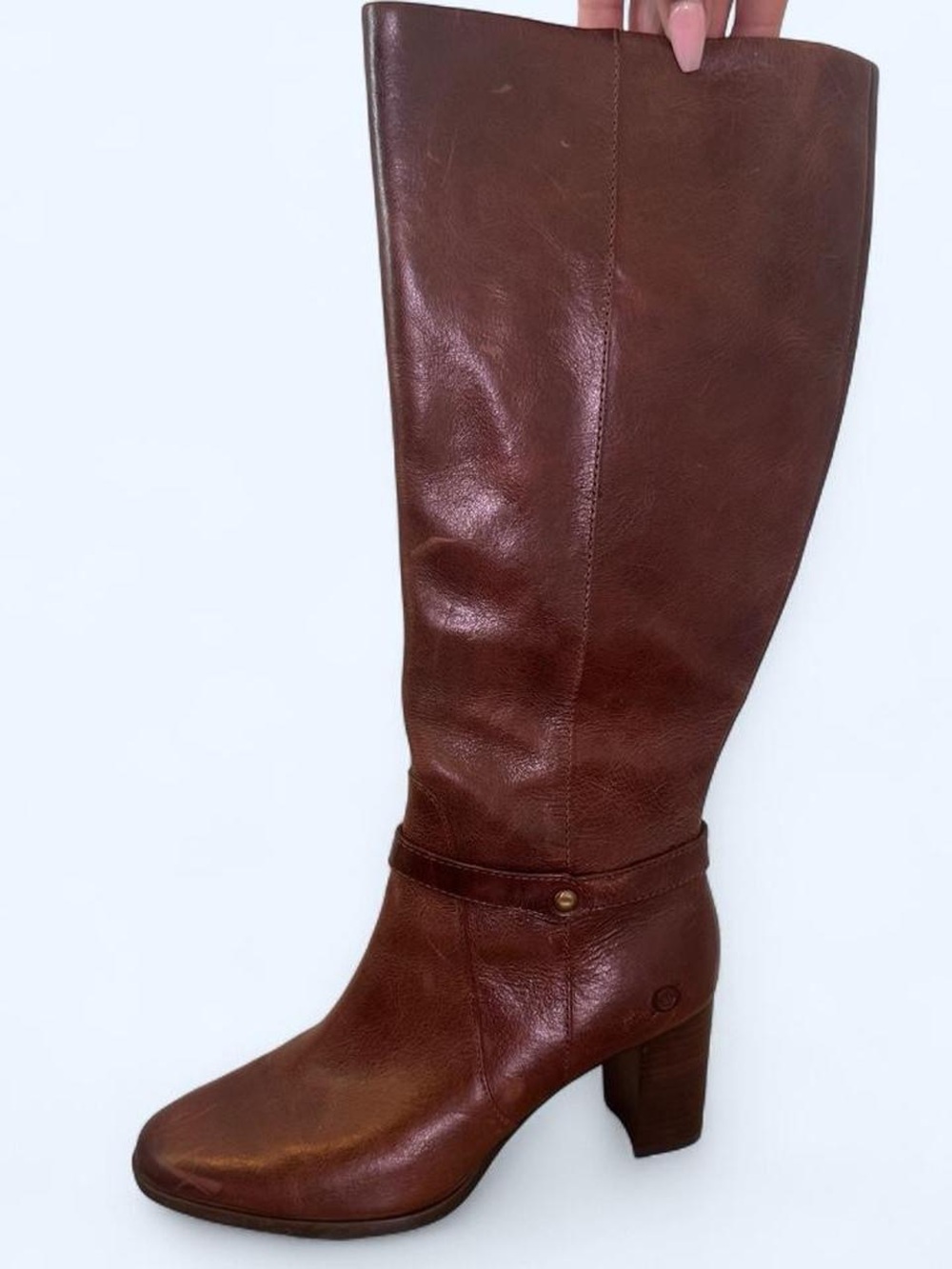 Børn - Ellendale Brown Leather Knee High - Block Heel